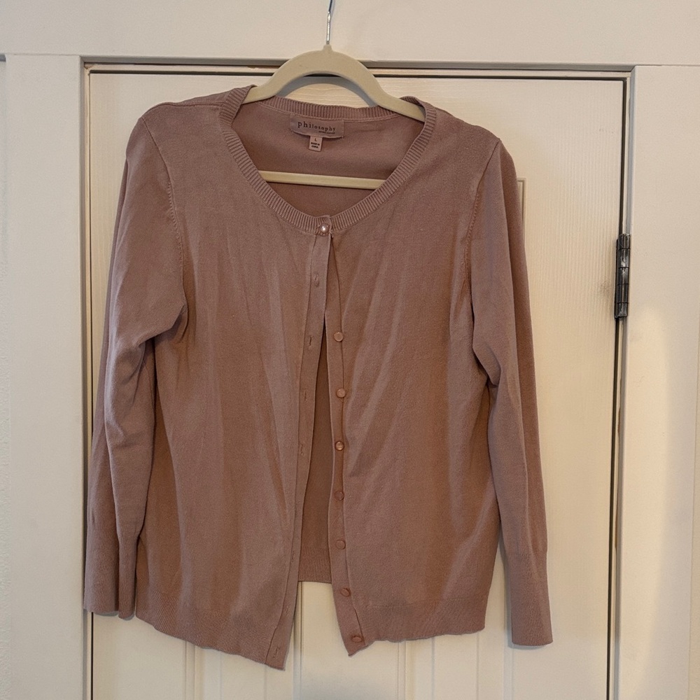 Philosophy Dusty Rose Button-Up Cardigan